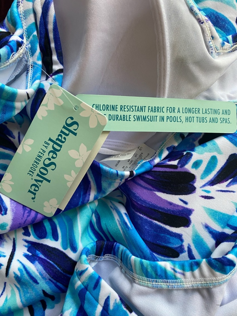 Blue Floral V-Neck One-Piece Swimsuit - Picture 4 of 5